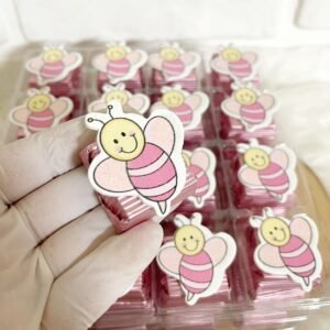 Pembe Çift Renk Böcek Dekorlu Çikolata