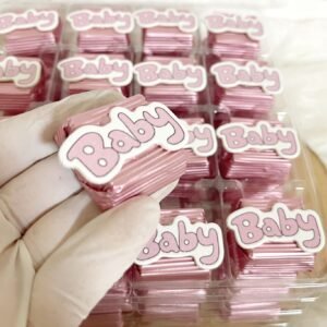 Pembe Çift Renk Baby Yazılı Dekorlu Çikolata