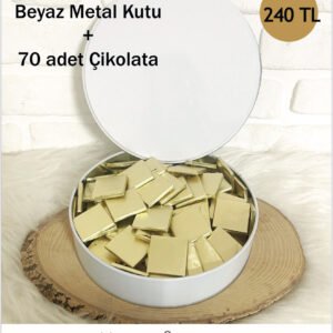 1 Adet Beyaz Metal Kutu + 70 Adet Gold Madlen
