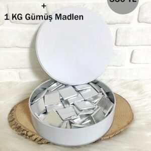 1 Adet Beyaz Metal Kutu + 1 KG Gümüş Madlen