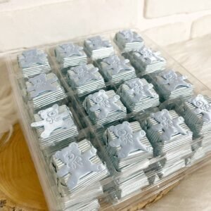 Mavi Kumaş Ayıcık Dekorlu Çikolata