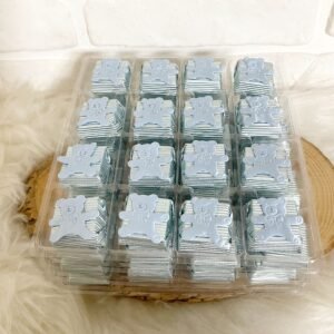 Mavi Kumaş Ayıcık Dekorlu Çikolata