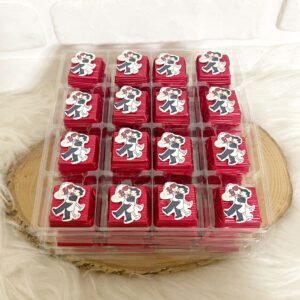 Gelin Damat Dekorlu Model 2 Kırmızı Oluklu Kalın Madlen Çikolata