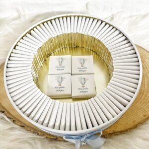 50 Adet Hoşgeldin Bebeğim Erkek Bebek Mavi Uçan Balon Temalı Kutulu Hediyelik Madlen Çikolata