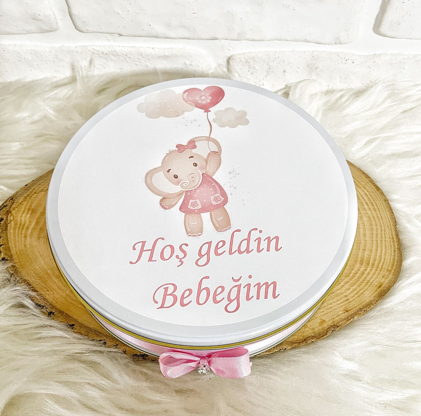 50 Adet Hoşgeldin Bebeğim Kız Bebek Pembe Balon Tutan Fil Temalı Kutulu Hediyelik Madlen Çikolata - Görsel 4