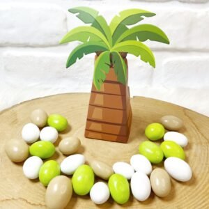 3 Boyutlu Özel Kutuda Palmiye Temalı Renkli Drajeli Doğum-Doğumgünü Hediyeliği