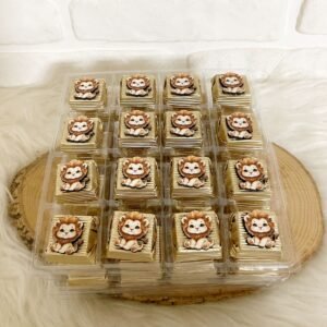 Yavru Aslancık Ahşap Dekorlu Gold Erkek Bebek Oluklu Kalın Madlen Çikolata