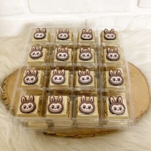 Kahverengi Labubu Ahşap Dekorlu Oluklu Kalın Madlen Çikolata