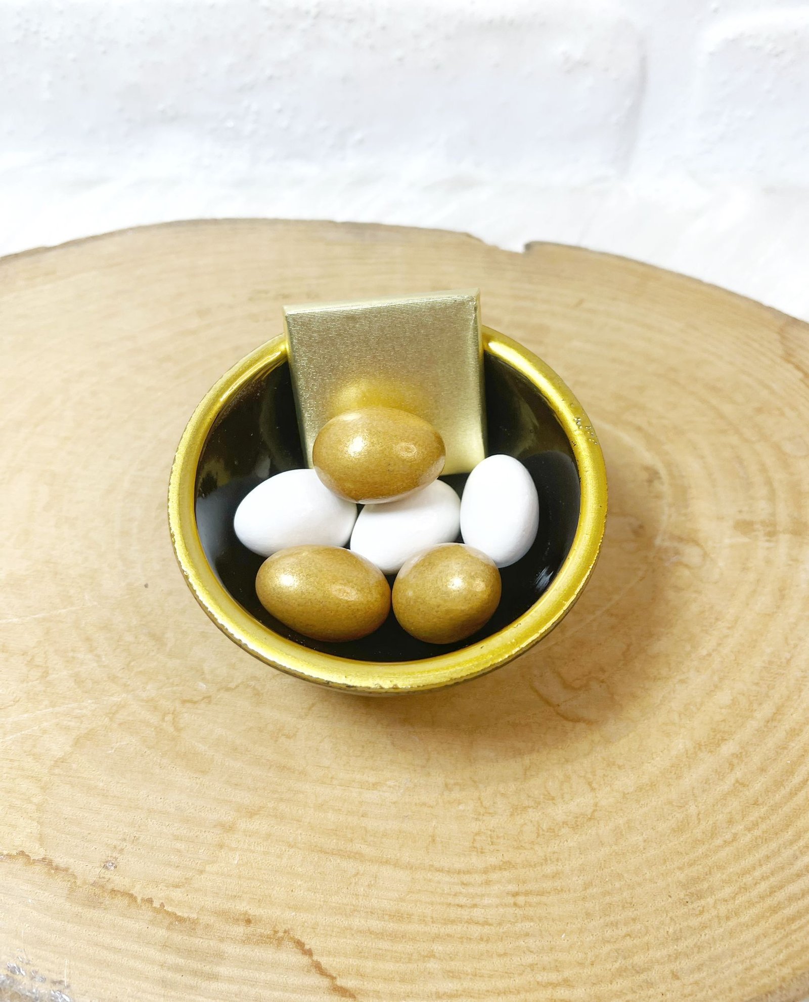 Tüllü Süslenmiş Seramik Kasede Draje ve Madlen Nişan-Nikah-Düğün Hediyeliği-Siyah- - Görsel 4