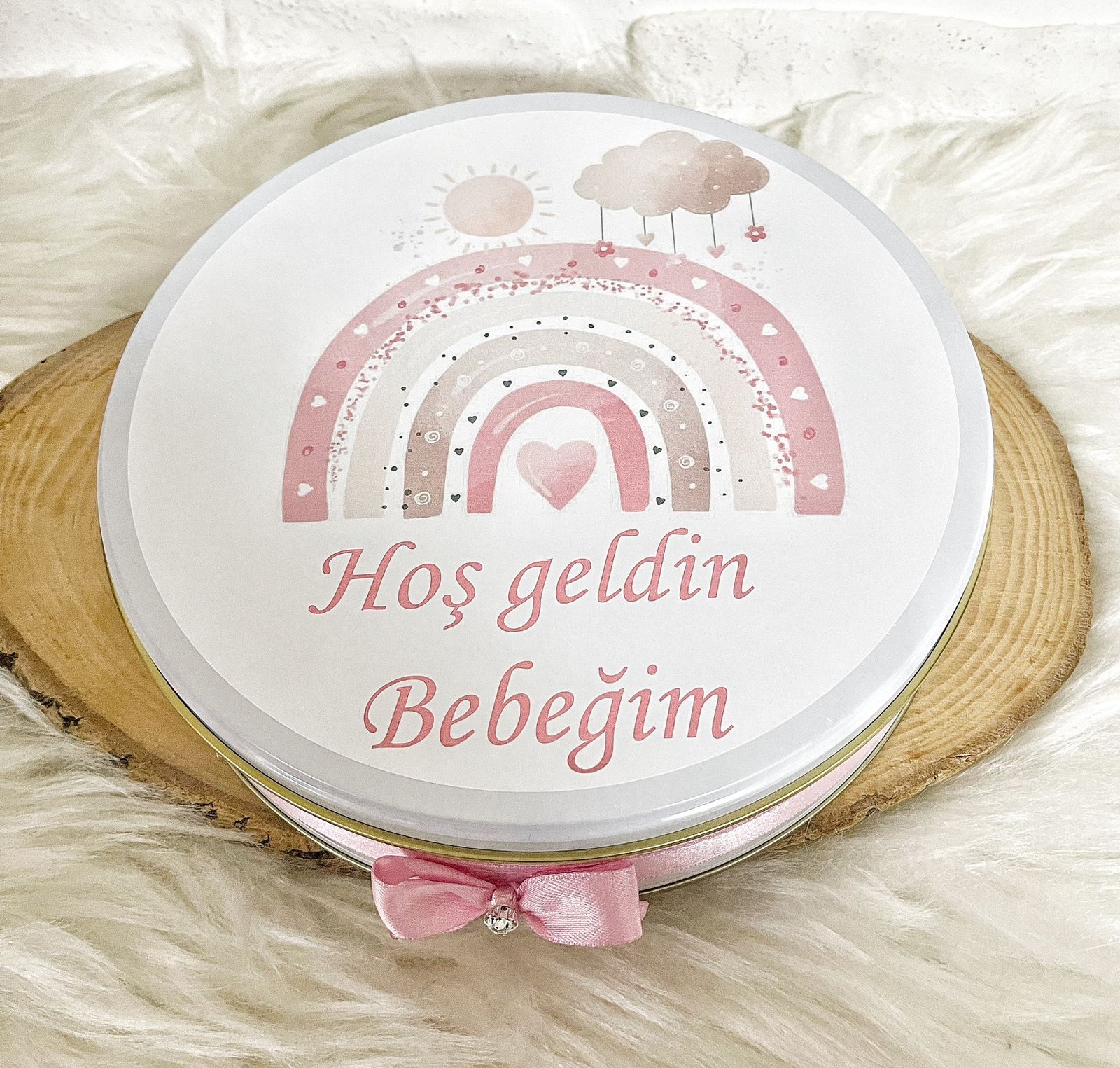 50 Adet Hoşgeldin Bebeğim Kız Bebek Pembe Gökkuşağı Temalı Kutulu Hediyelik Madlen Çikolata - Görsel 4