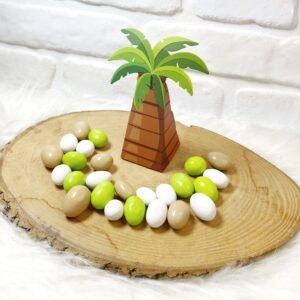 3 Boyutlu Özel Kutuda Palmiye Temalı Renkli Drajeli Doğum-Doğumgünü Hediyeliği