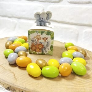 3 Boyutlu Özel Kutuda Safari Temalı Renkli Drajeli Doğum-Doğumgünü Hediyeliği