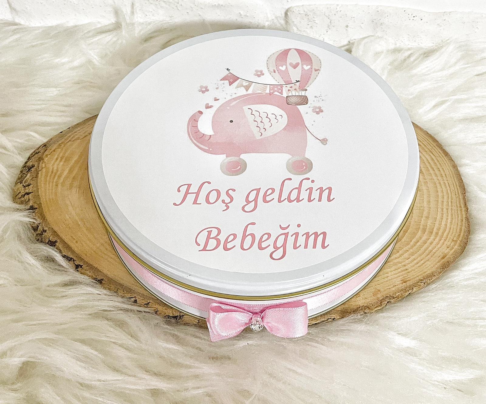 100 Adet+200 Gr Drajeli Hoşgeldin Bebeğim Kız Bebek Pembe Fil Temalı Kutulu Hediyelik Madlen Çikolata - Görsel 6