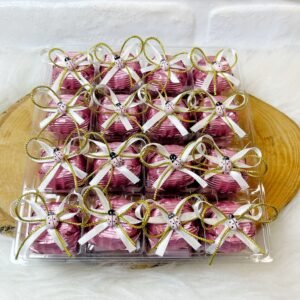 Pembe Uğur Böcekli Çift Kurdeleli Papatya Model Çikolata (Pembe)