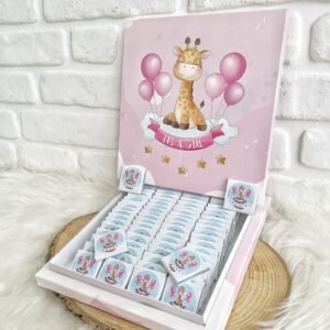 50 Adet Hoşgeldin Bebeğim Kız Bebek It’s a Girl Karton Kutulu Hediyelik Madlen Çikolata