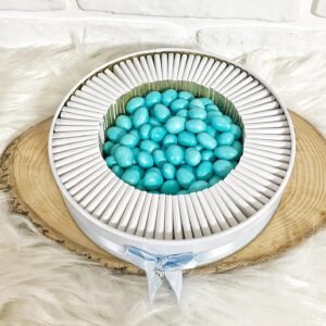 100 Adet+200 Gr Drajeli Hoşgeldin Bebeğim Erkek Bebek Mavi Uçan Balon Temalı Kutulu Hediyelik  Madlen Çikolata