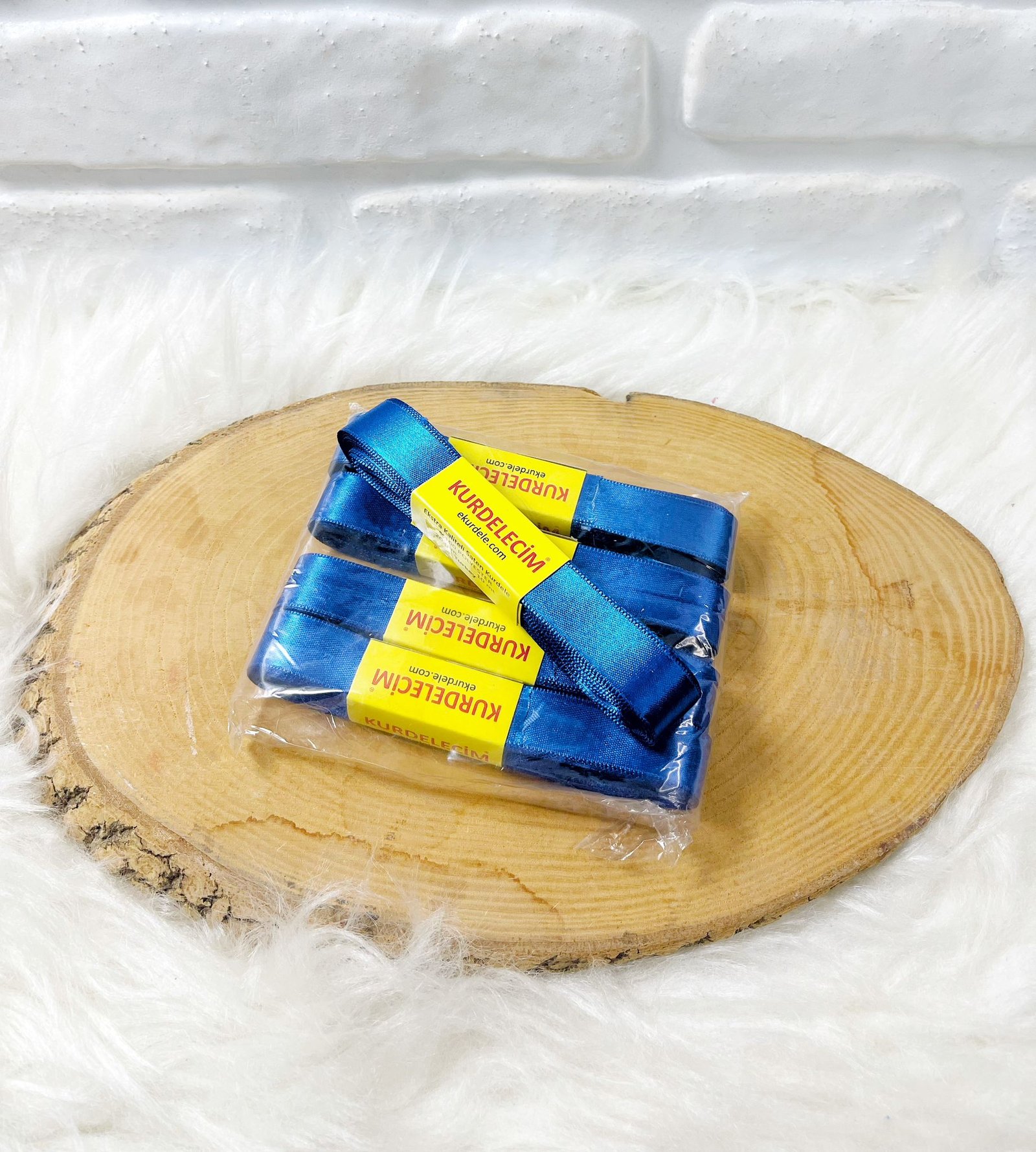 10 adet 2 cm Saks Mavisi Saten Kurdele